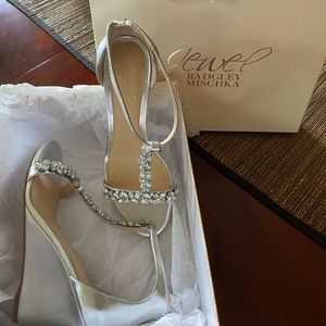 Badgley Mischka Jeweled T-Strap Wedge Heel